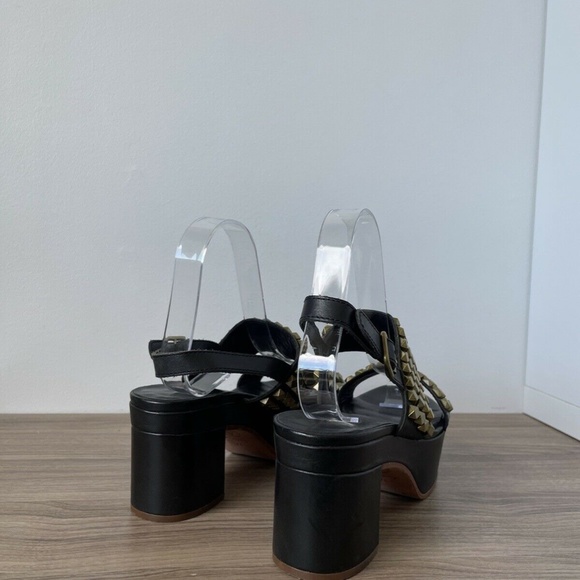 ASH Sandal Platform Black Leather Studded Sz 37/ 7 US Women❤️ - Picture 5 of 8